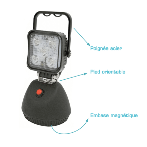 Phare LED autonome et magnétique