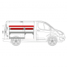 Aménagement métal Ford Custom L1 - ZEVIM Economique rouge - côté gauche - vue dans utilitaire et dimensions