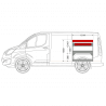 Aménagement métal Ford Custom L1 - ZEVIM Economique rouge - côté droit - vue dans utilitaire et dimensions