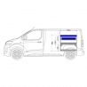 Aménagement métal Toyota Proace Medium (L2) - ZEVIM Economique bleu - côté droit - vue dans utilitaire et dimensions