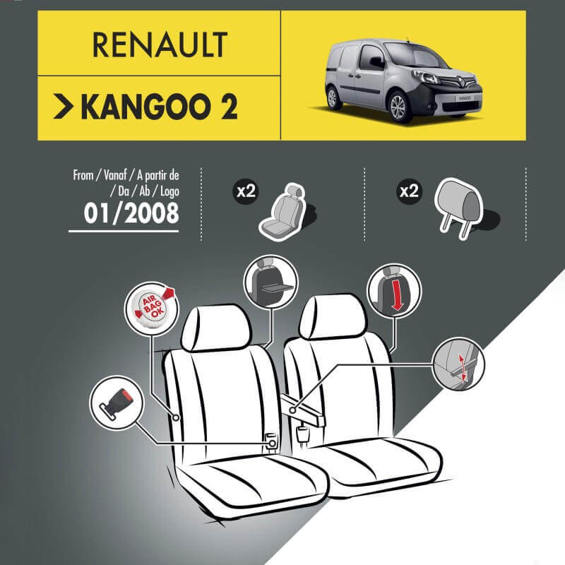 Housses de siège en tissu pour Renault Kangoo 2008 - 2020