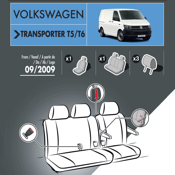 Sitzbezüge housses de protection set EB vw CRAFTER tissu Foncé Gris