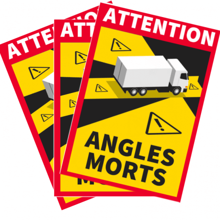 3 autocollants Attention Danger Angles Morts